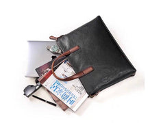 15 inch Togo Leather Laptop Briefcase Bag Black