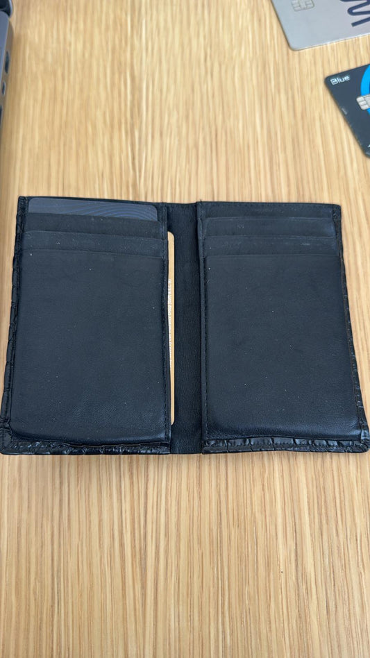 Preorder Men Bifold Crocodile Leather Wallet Dark Blue