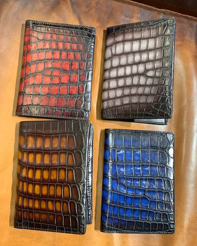 Vintage Genuine Crocodile Skin Leather Passport Case Holder