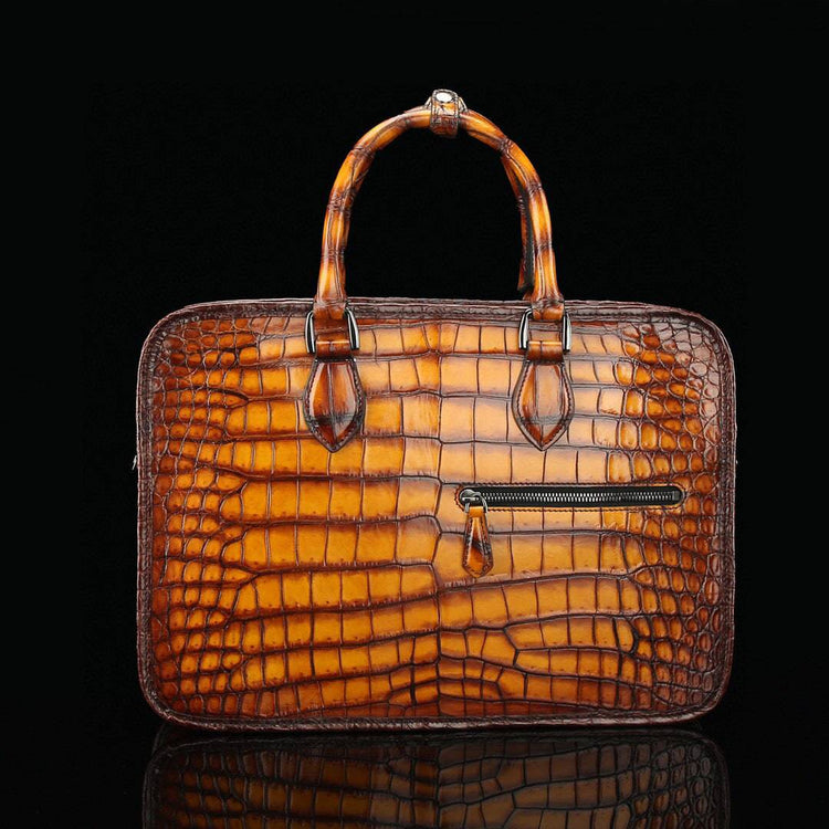Vintage Brown Crocodile Leather Briefcase