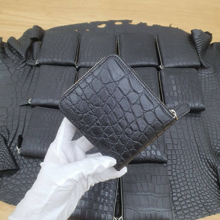 Genuine Crocodile Skin Leather Zip Wallets