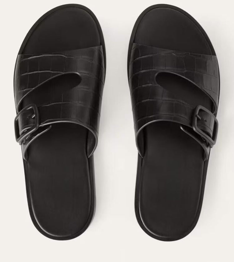 Preorder Crocodile Slippers Men's Crocodile Leather Slippers Green