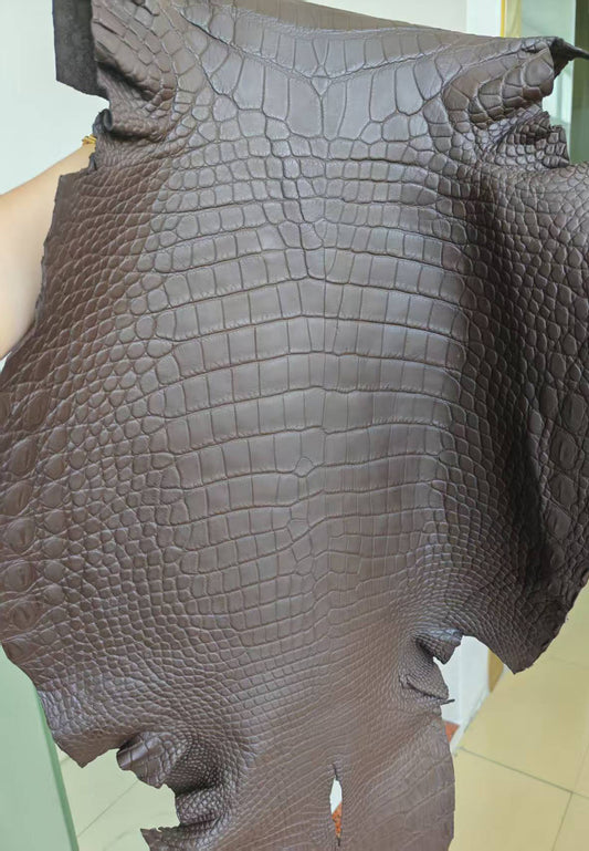 Preorder Mens Matt Genuine Crocodile Skin Leather Clutch Large Coffee