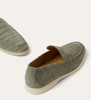 Preorder Nubuck Crocodile Shoes Men's Crocodile Leather Loafers Slip-On Dress Shoes Very Comfortable Khaki