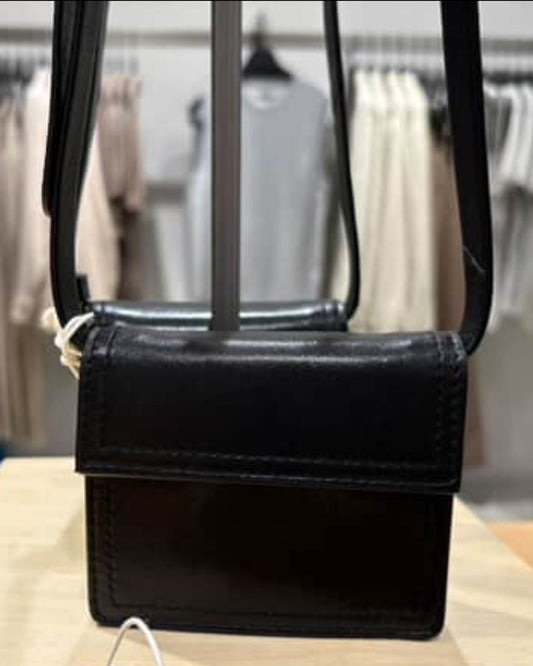 Preorder Crocodile Leather Cross Body Messenger Bag Mini Black