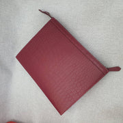 Mens Matt Genuine Crocodile Skin Leather Clutch Wine Red