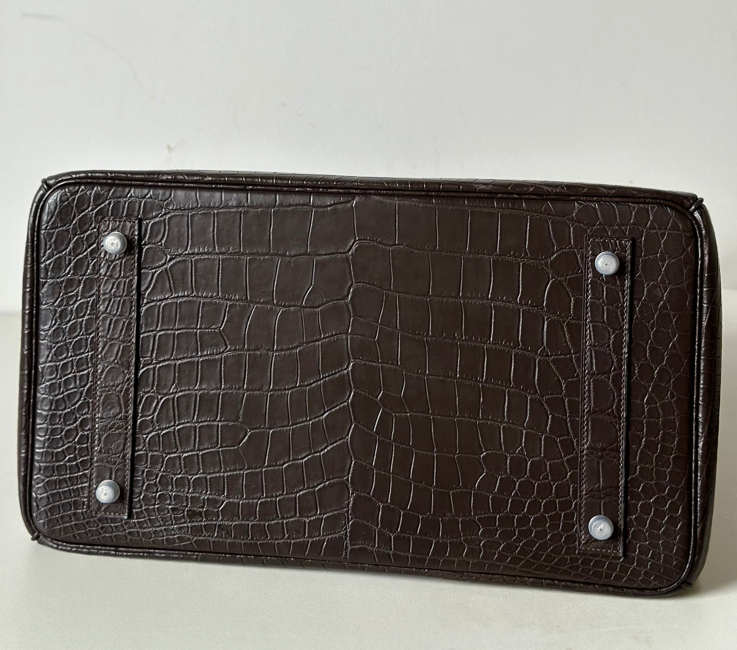 Genuine Nile Crocodile Skin Leather 40cm Oversized Padlock Business Handbags Office Bags Brown