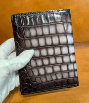Vintage Genuine Crocodile Skin Leather Passport Case Holder