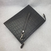 Mens Matt Genuine Crocodile Skin Leather Clutch Black