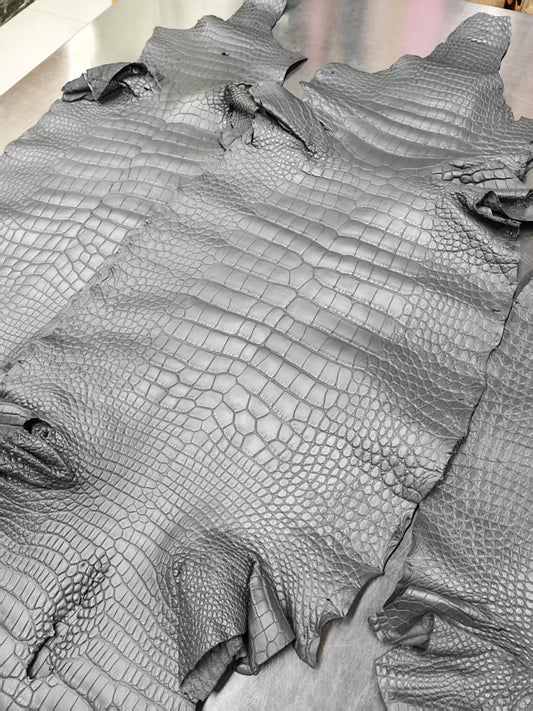 Preorder Genuine Matt US Alligator Crocodile Skin Leather 40cm Business Top Handle Handbags Office Bags Dark Grey