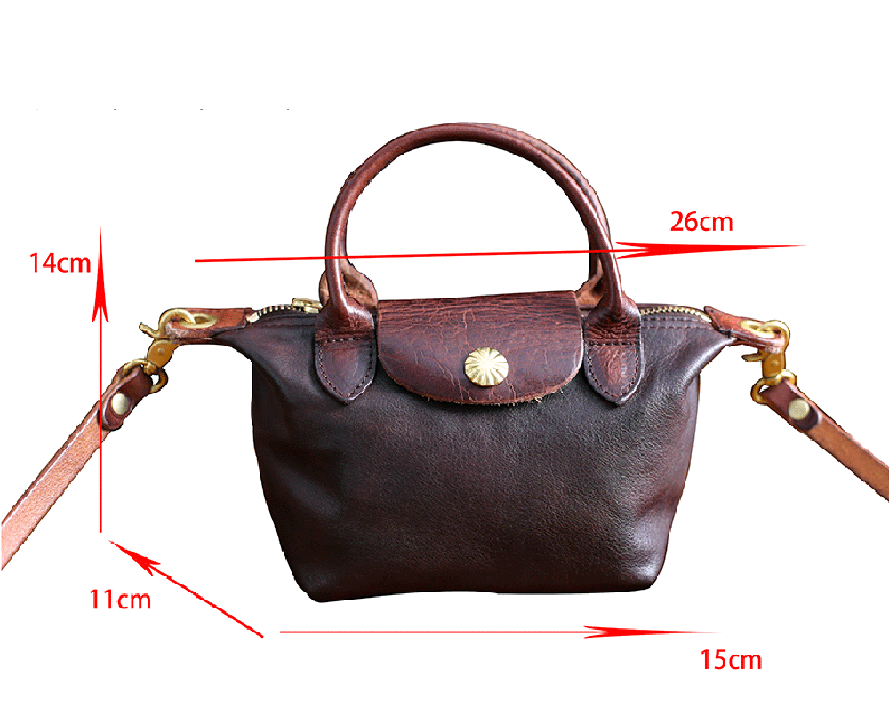 Womens Vintage Horse Skin Leather Small Top Handle Cross Body Shoulder Bag