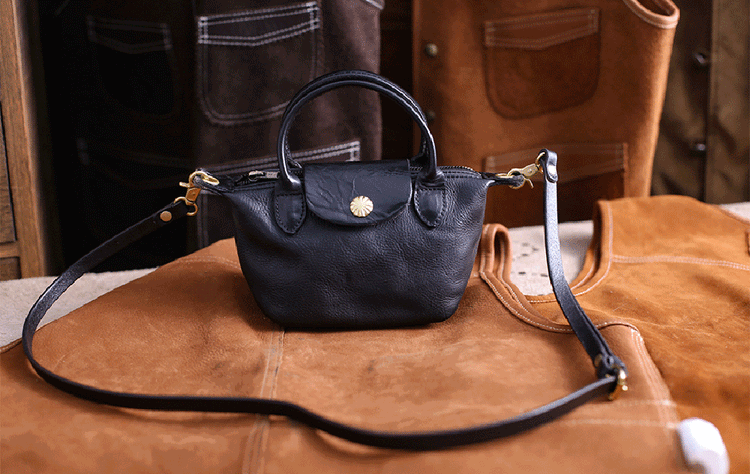 Womens Vintage Horse Skin Leather Small Top Handle Cross Body Shoulder Bag