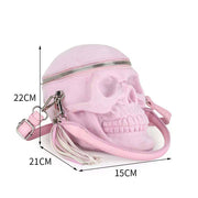 3D Bags Skull Cross Body Shoulder Bag Mini Handle Handbags Pink Suede