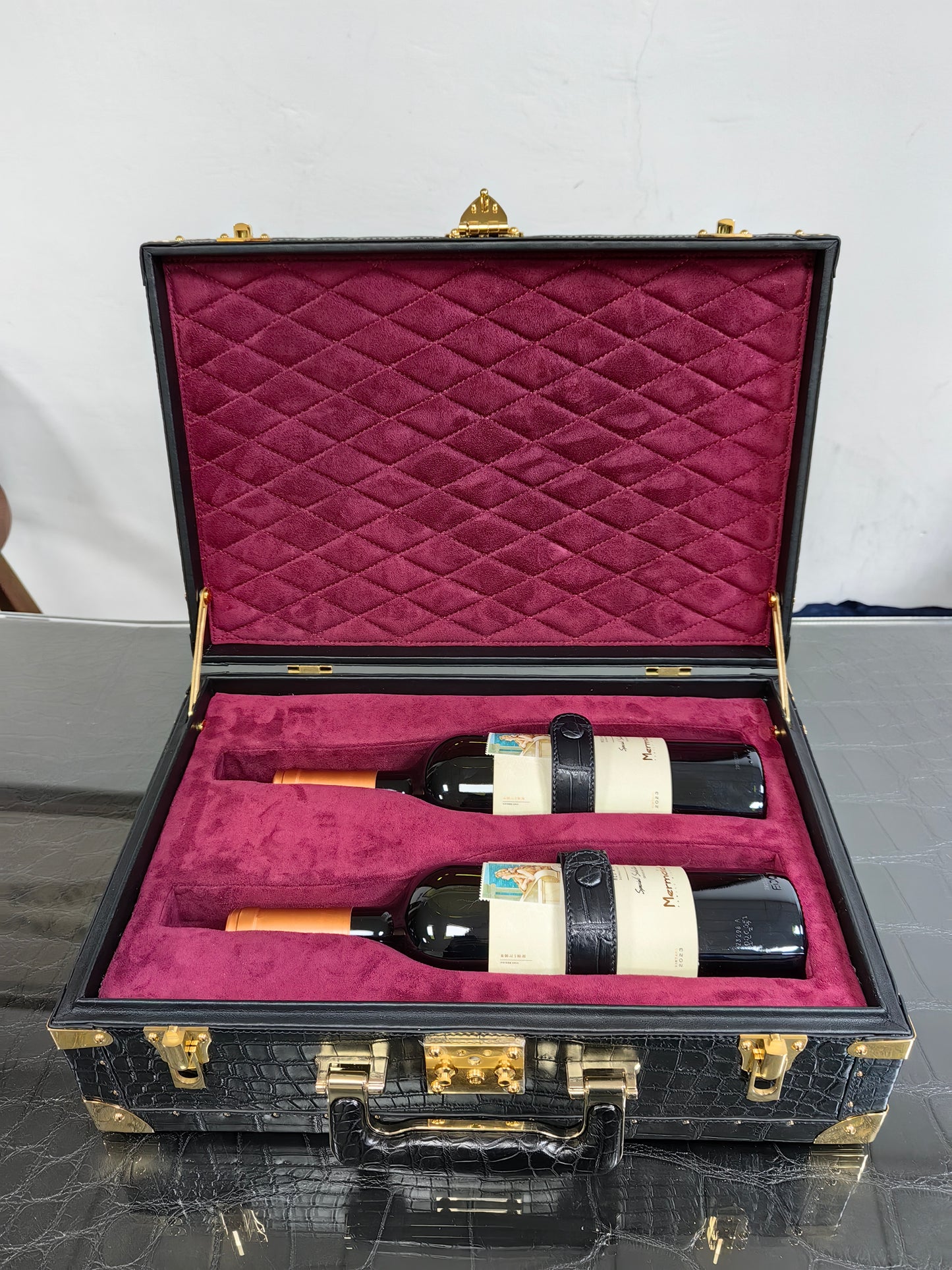 Genuine Crocodile Skin Leather Wine Box Bag