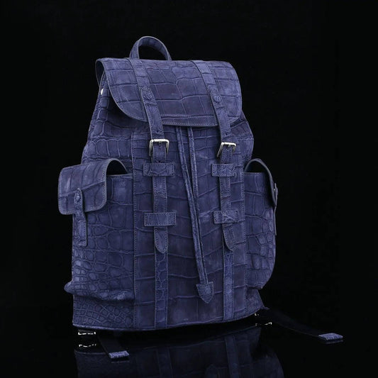 Blue Frosted Crocodile Leather Backpack