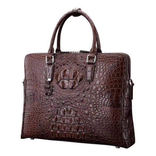 Brown Crocodile Leather Large Volumn Briefcase Promenade Tote Bag | Rossieviren