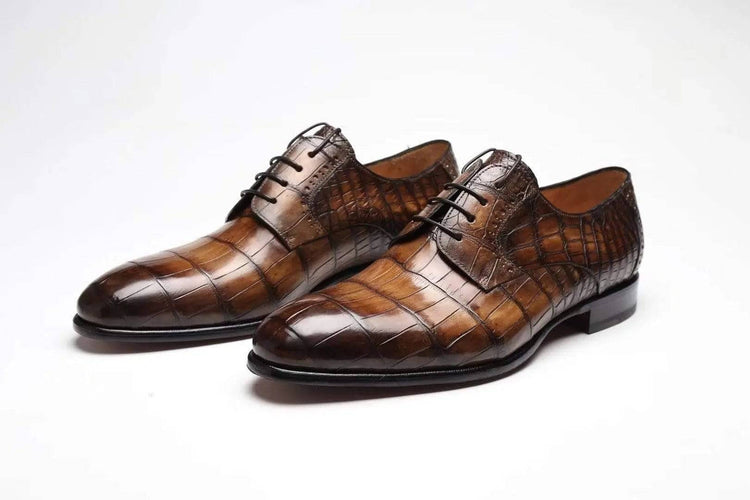 Crocodile Shoes Vintage Crocodile Leather Shoes Men Lace Up Business Formal Dress Shoes Luxury