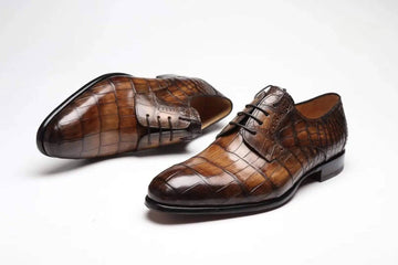 Crocodile Shoes Vintage Crocodile Leather Shoes Men Lace Up Business Formal Dress Shoes Luxury