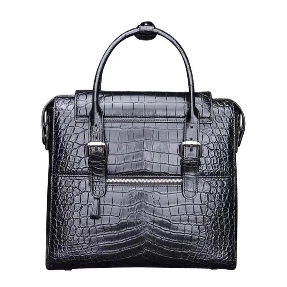 Crocodile Belly Leather Briefcase Shoulder Cross-body Laptop Business Bag for Men | Rossieviren