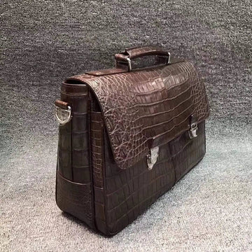 Crocodile Belly Leather Lock Briefcase