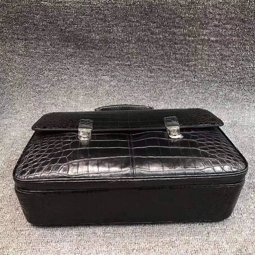 Crocodile Belly Leather Lock Briefcase