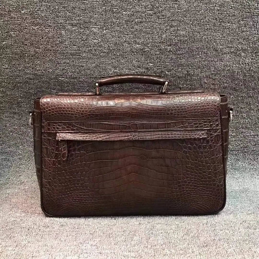 Crocodile Belly Leather Lock Briefcase
