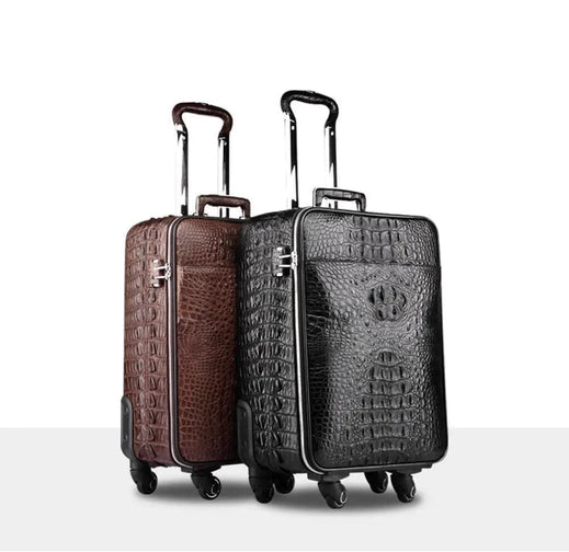 Preorder Crocodile Leather 4-Wheeled Trolley Case Travelling Luggage Bags Green