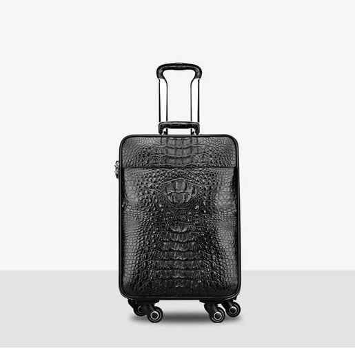 Preorder Crocodile Leather 4-Wheeled Trolley Case Travelling Luggage Bags Green