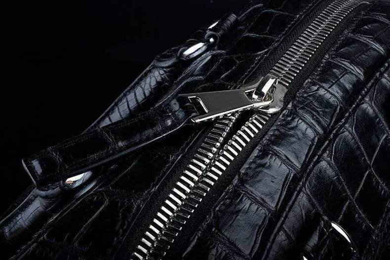Crocodile Leather Travel Bag Black