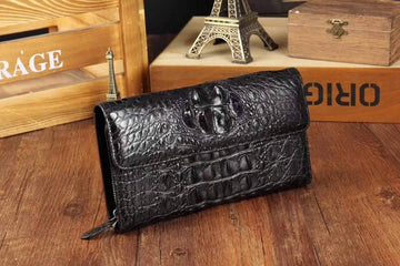 Crocodile Skin Leather Trifold Wallet For Men