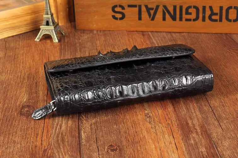 Crocodile Skin Leather Trifold Wallet For Men