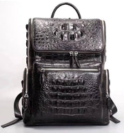 Unisex Crocodile Skin Leather Large Backpack