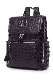 Unisex Crocodile Skin Leather Large Backpack