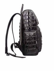 Unisex Crocodile Skin Leather Large Backpack