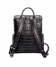 Unisex Crocodile Skin Leather Large Backpack