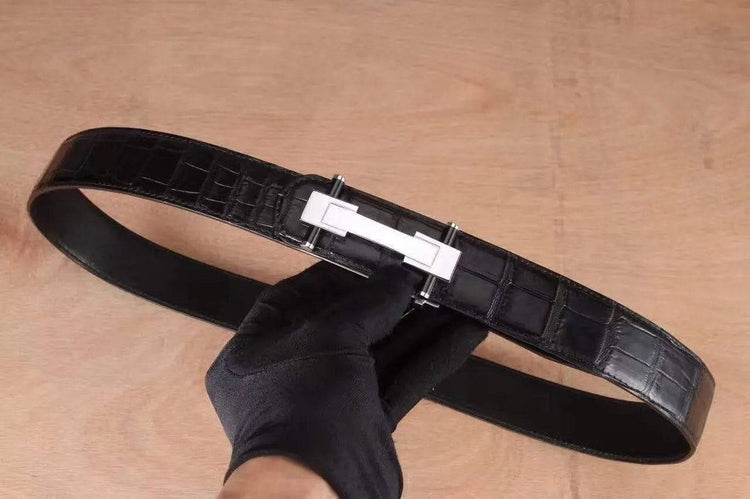Crocodile Skin Single Row Backbone Belt For Mens Belt