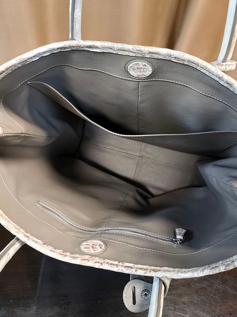 Unisex Large Crocodile Leather Laptop Business Briefcase Shopper Tote Bag Himalaya White