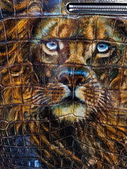 Retro Brown Crocodile Leather Trolley/Roll Aboard Suitcase Weekend/Travel Bag Trolley Case Universal Wheels 20-Inch With Hand Painting