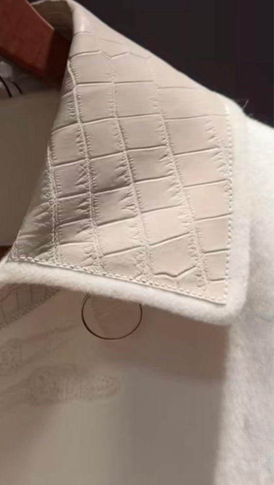 Preorder Mens Jackets , Cashmere Jacket With Crocodile Skin Leather