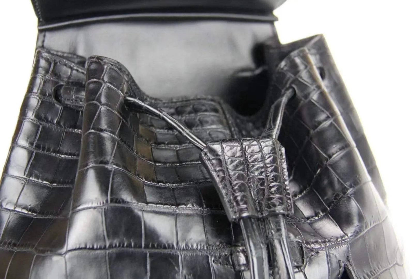 Genuine Crocodile Belly Leather Backpack Black