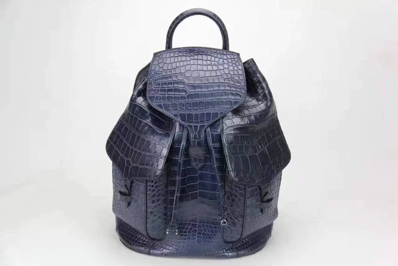 Genuine Crocodile Belly Leather Backpack Blue