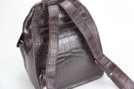 Genuine Crocodile Belly Leather Backpack Brown