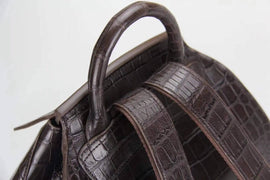 Genuine Crocodile Belly Leather Backpack Brown