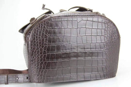 Genuine Crocodile Belly Leather Backpack Brown