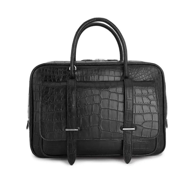 Genuine Crocodile Leather Postman Bag Mens Messenger Bussiness Document Travel Laptop Briefcase Bags Black