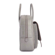 Genuine Crocodile Leather Postman Bag Mens Messenger Bussiness Document Travel Laptop Briefcase Bags Light Grey