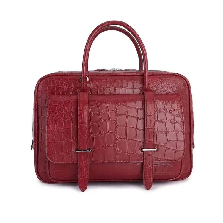 Genuine Crocodile Leather Postman Bag Mens Messenger Bussiness Document Travel Laptop Briefcase Bags Red