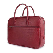 Genuine Crocodile Leather Postman Bag Mens Messenger Bussiness Document Travel Laptop Briefcase Bags Red