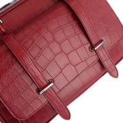 Genuine Crocodile Leather Postman Bag Mens Messenger Bussiness Document Travel Laptop Briefcase Bags Red