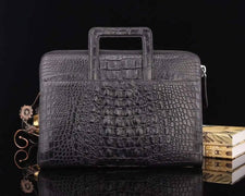 Genuine Crocodile Leather Sqauare Handle Briefcase For Men